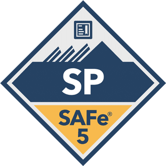 SAFe 5 SP Certification Badge in blue and yellow