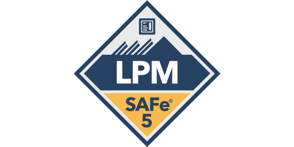 SAFe 5 LPM blue and yellow badge